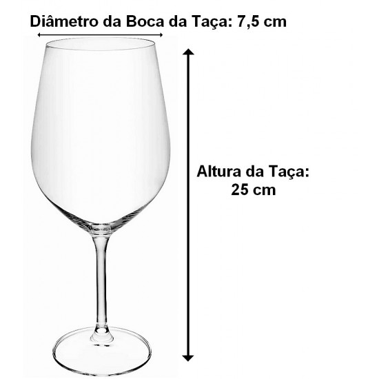 Jogo 6 Taças 740ml Crex Em Cristal Ecológico Bohemia
